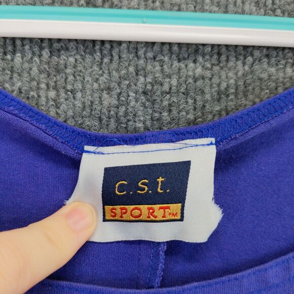 CST Sport Womens Sleeveless Shirt Top Size 4X Purple Embroidered Shells Beach - Picture 11 of 12